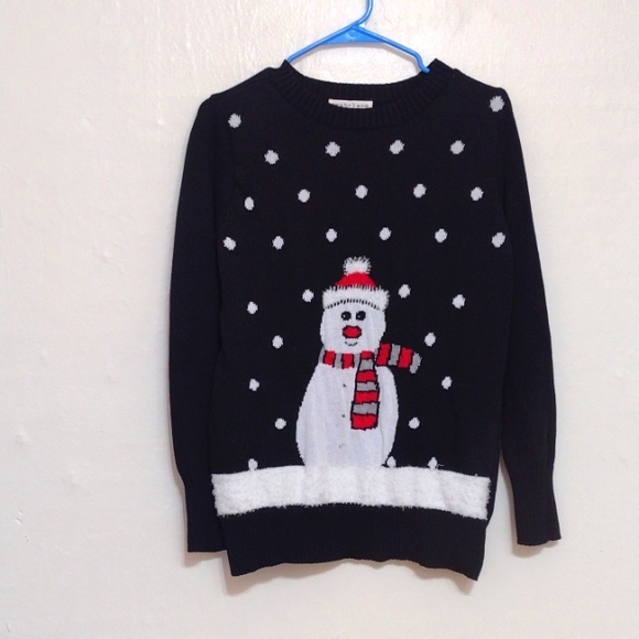 Mesh & Lace Black Snowman Polka Dot Heavy Knit Sweater Size M - Picture 8 of 10